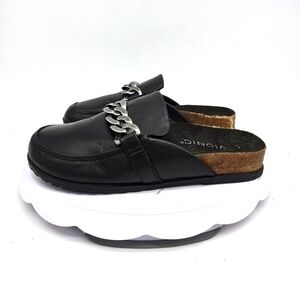 Vionic Shoe Women's 6 Georgie Leather Mules Slip On Chain Black